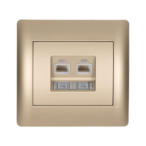 RHYME ZÁSUVKA PRE POČÍTAČ 2xRJ45 CAT5E ŠAMPANSKÁ