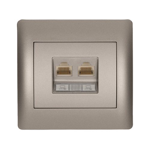 RHYME ZÁSUVKA PRE POČÍTAČ 2xRJ45 CAT5E SIVÁ