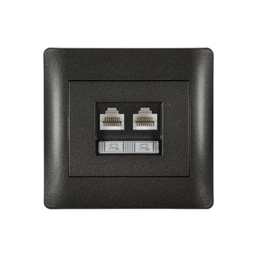 RHYME ZÁSUVKA PRE POČÍTAČ 2xRJ45 CAT5E GRAFIT