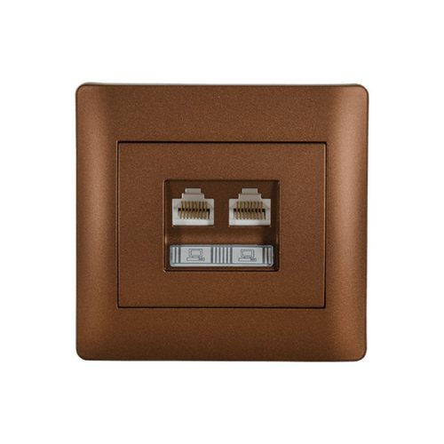 RHYME ZÁSUVKA PRE POČÍTAČ 2xRJ45 CAT5E KÁVA