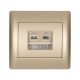 RHYME ZÁSUVKA TELEFÓN RJ11+PC RJ45 CAT5E ŠAMPANSKÁ