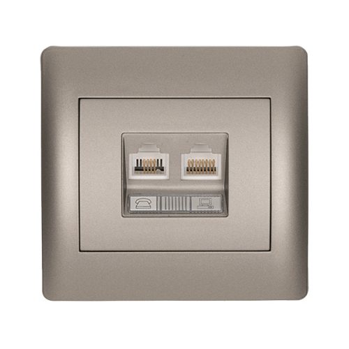 RHYME ZÁSUVKA TELEFÓN RJ11+PC RJ45 CAT5E SIVÁ