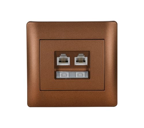 RHYME ZÁSUVKA TELEFÓN RJ11+PC RJ45 CAT5E KÁVA