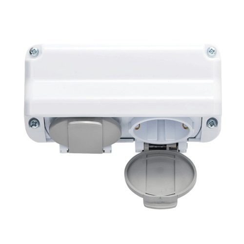 DVOJITÁ ZÁSUVKA NEMECKÁ TYP 16A 250V BIELA, IP44