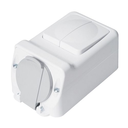 ZÁSUVKA+DVOJTLAČIDLA JEDNOSMERNÝ SPÍNAČ 16A 250V, IP44