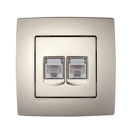 CITY ZÁSUVKA TEL RJ11+PC RJ45 CAT5E ŠAMPANSKÁ MET