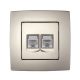 CITY ZÁSUVKA TEL RJ11+PC RJ45 CAT5E ŠAMPANSKÁ MET