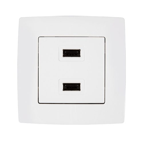 CITY DVOJITÁ USB ZÁSUVKA BIELA METALÍZA