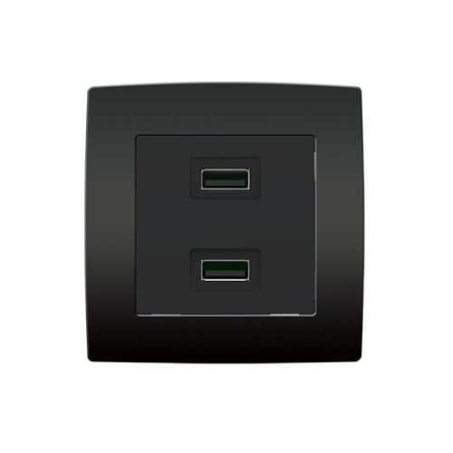 CITY DVOJITÁ USB ZÁSUVKA ANTRACIT