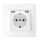 GERMAN TYPE SOCKET 16A 2XUSB GLASS FRAME WH+C. BOX
