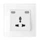 MULTI-FUNCT. SOCKET 16A WITH 2XUSB GLASS FRAME WH