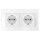 GERMAN DOUBLE SOCKET 16A GLASS FRAME WHITE+C. BOX