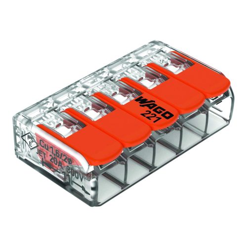 WAGO 221 CONNECTOR, 5 CONDUCTORS 0,02-4 MM2