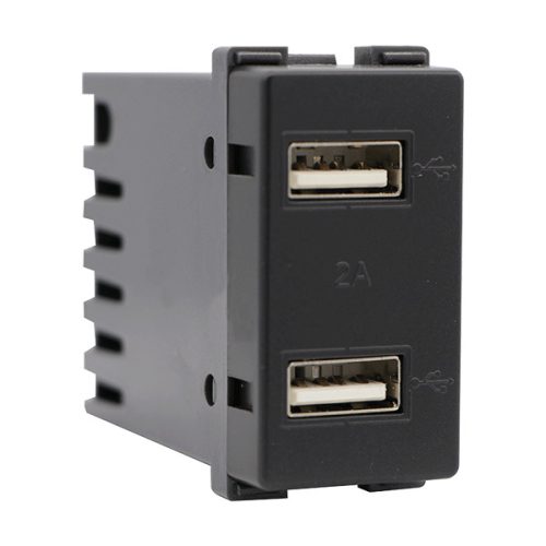 LECCE USB ZÁSUVKA DVOJITÁ ANTRACIT