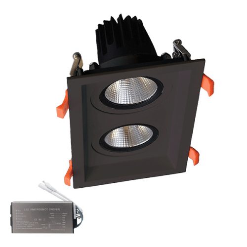 DOUBLE LED SPOT LIGHT 2X15W 230V 3000K BL+EMERGENCY KIT