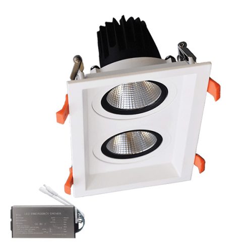 DOUBLE LED SPOT LIGHT 2X15W 230V 4000K WH+EMERGENCY KIT
