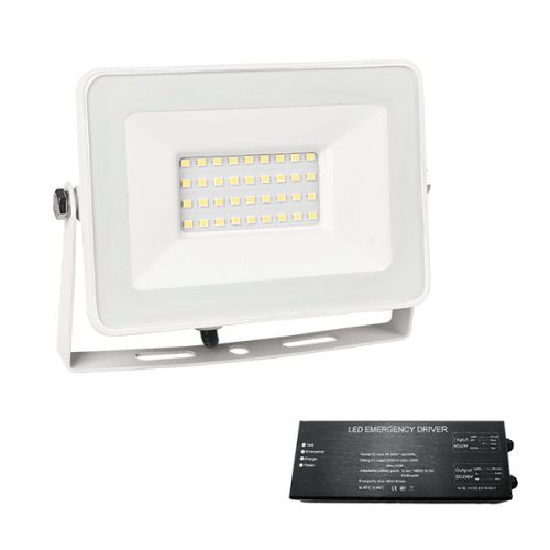 VEGA SLIM SMD LED REFLEKTOR 30W 4000K BIELY+NÚDZOVÝ ZDROJ
