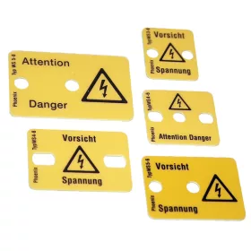 Výstražná tabulka k rad. svorkám, rozteč pre 3 moduly